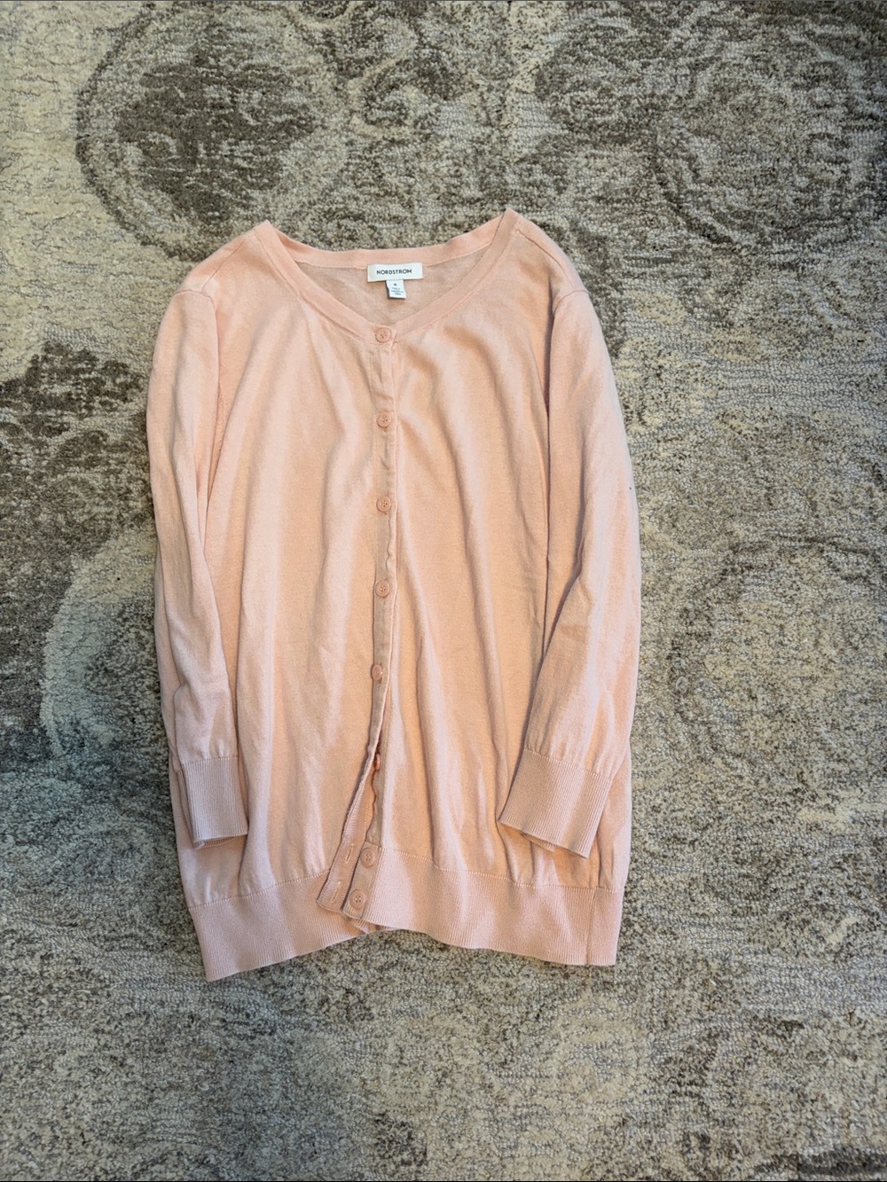 Nordstrom Pale Pink Button-Front Cardigan